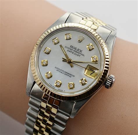 women's rolex gold and silver|18k gold Rolex women's watch.